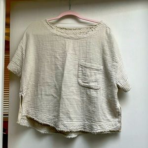 Free People Oversized Crop Top, Gauzy cream color, Size S